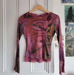 Pink  Cache Cache Mesh Top